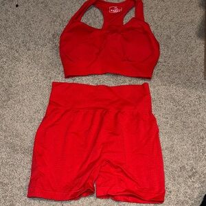 Amazon Red Women's Bike Shorts Set